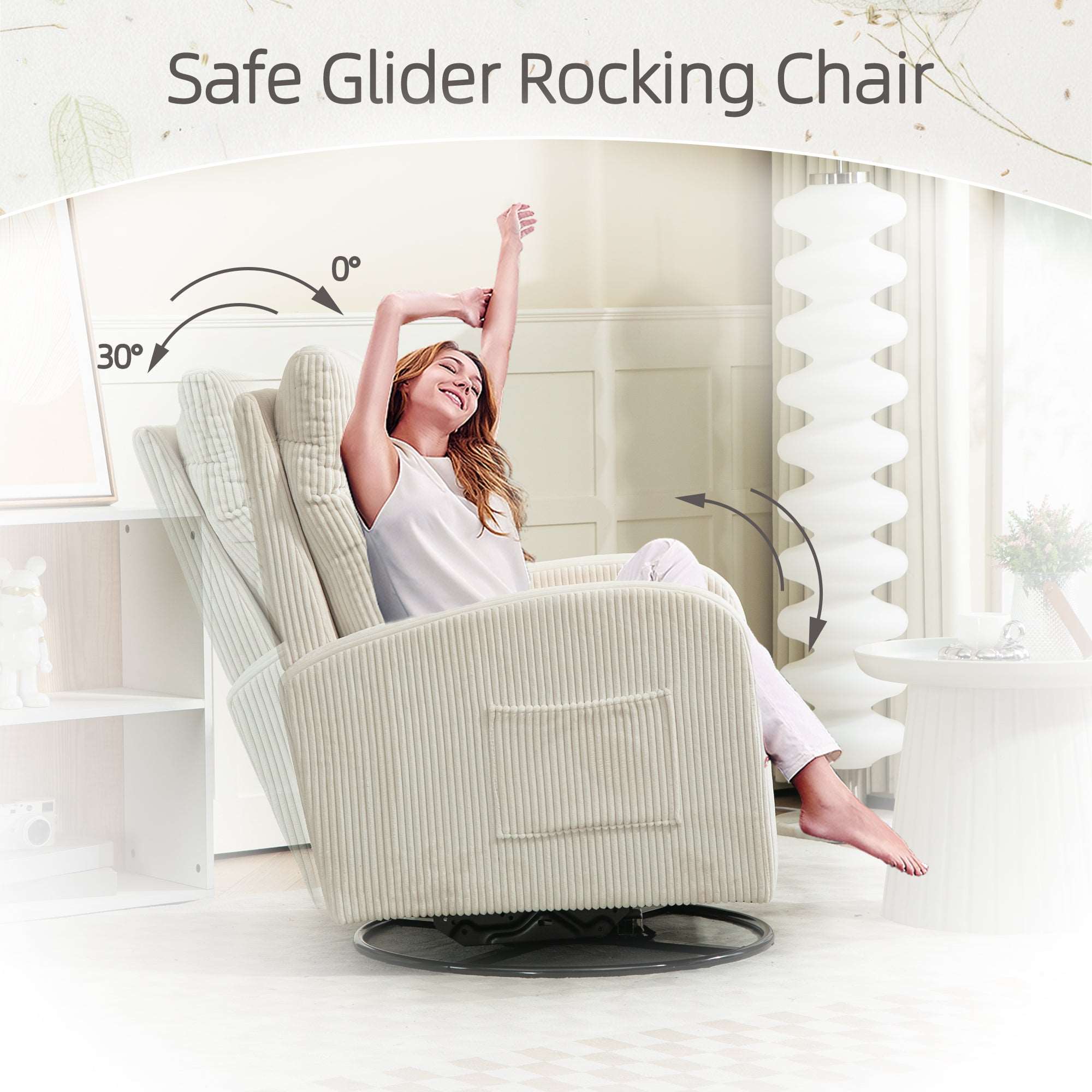 JiaDa Upholstered Swivel Glider&Rocking Chair