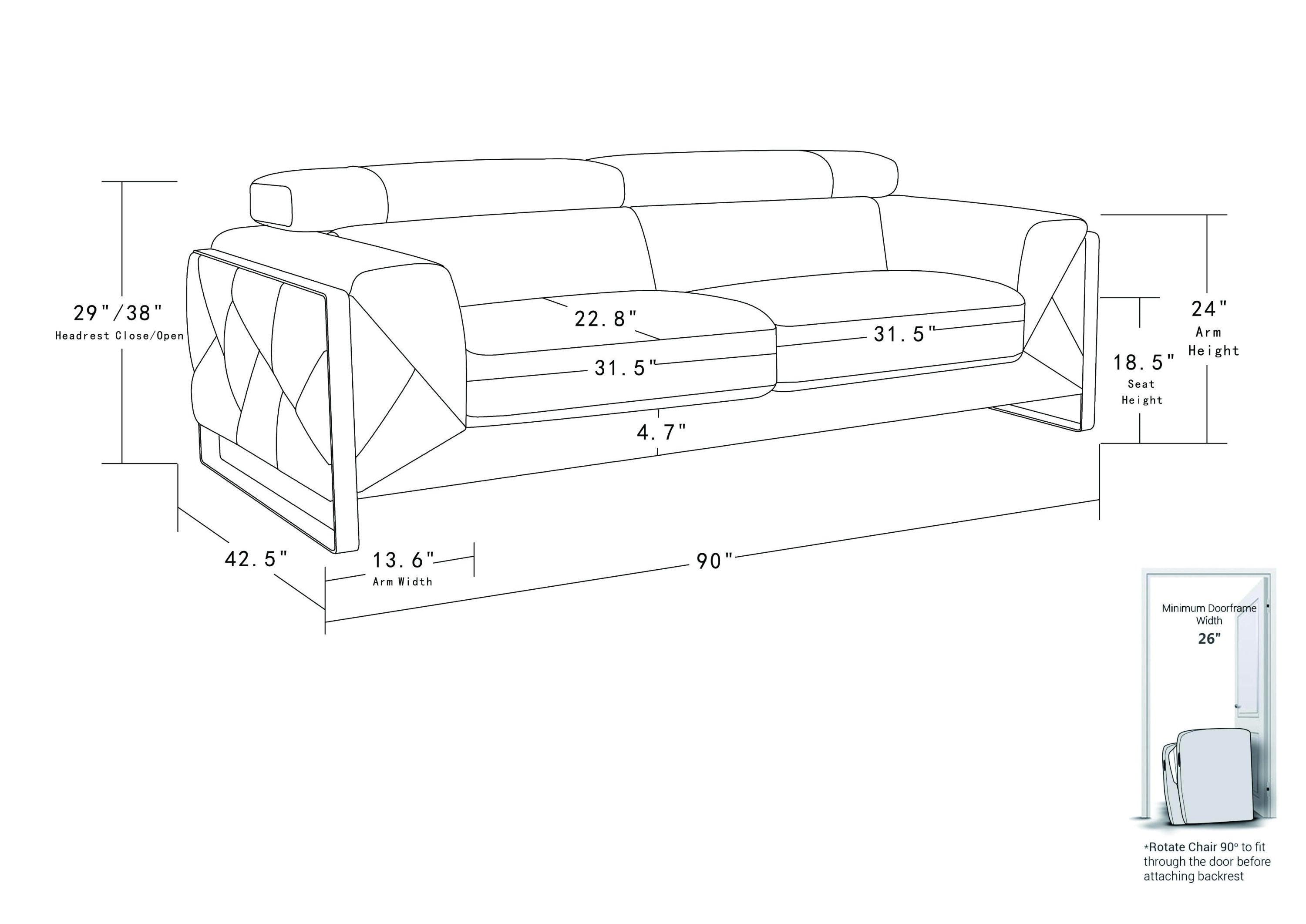 Leonardo Top Grain Italian Leather Sofa