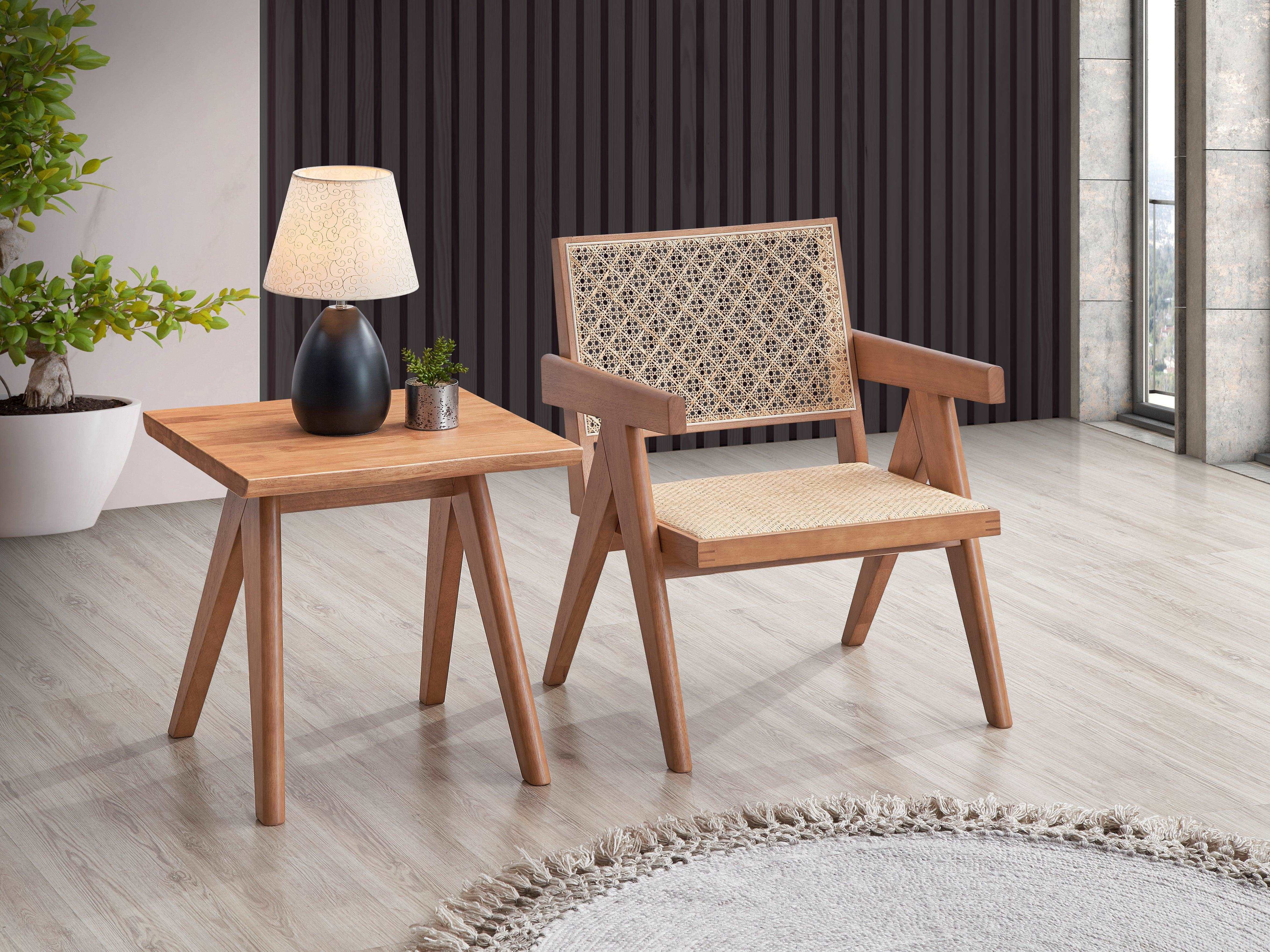 Velentina Arm Chair,Rattan & Natural Finish