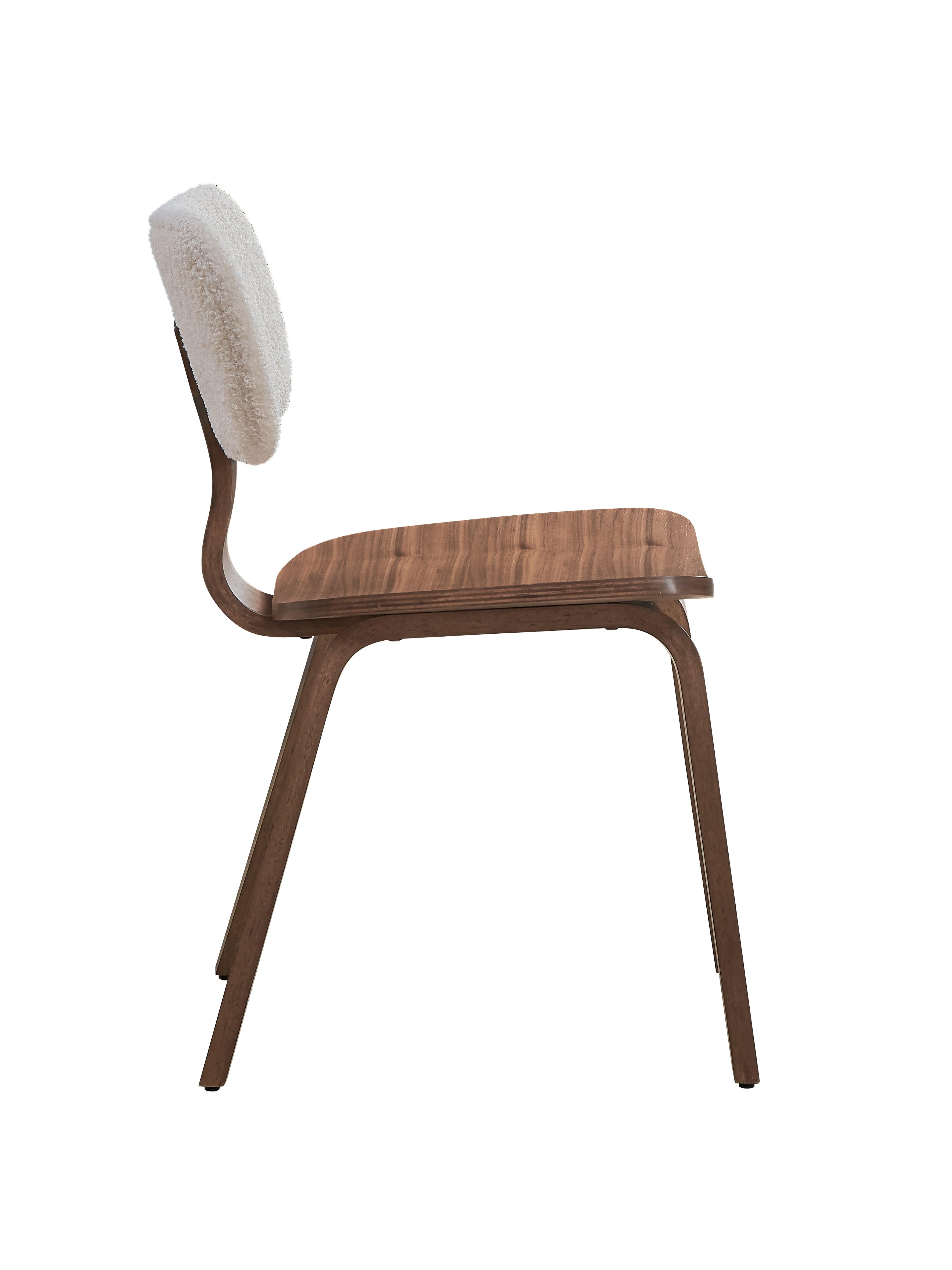 Casson Side Chair White Boucle & Walnut Finish